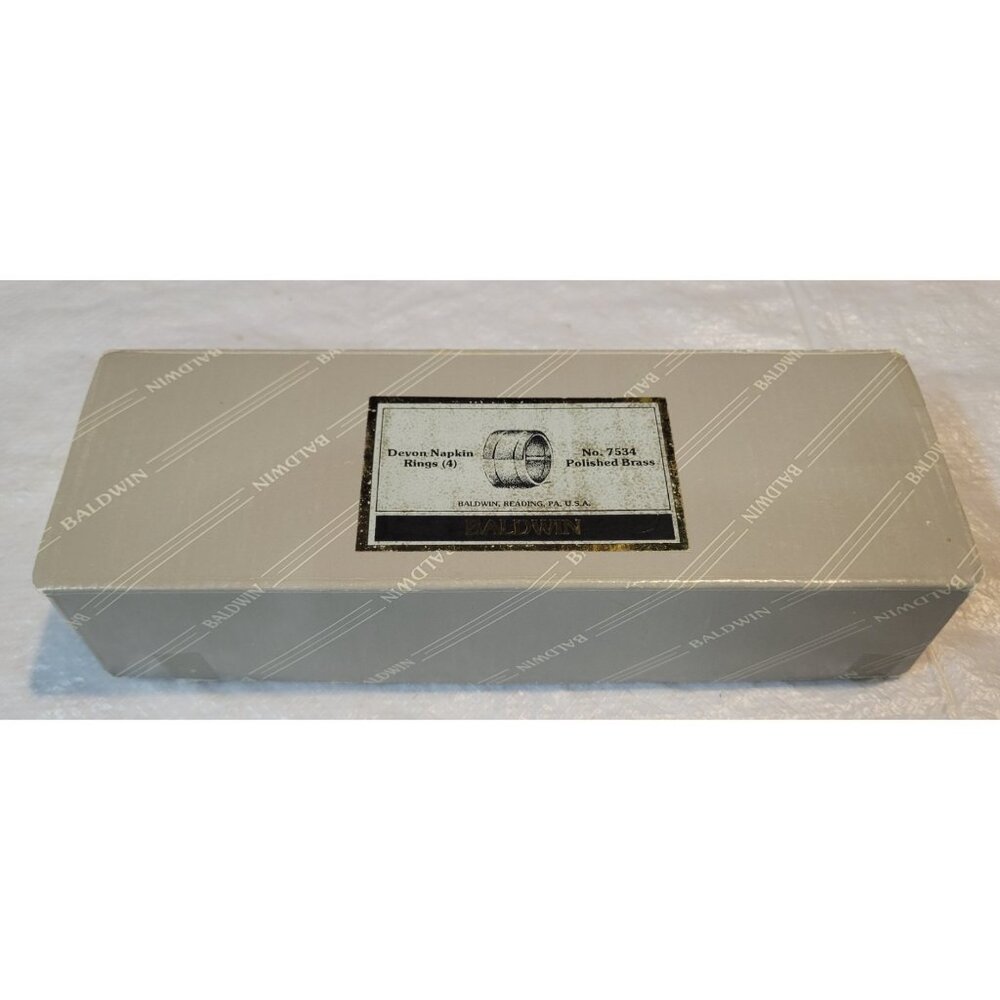 Devon Baldwin Polished Brass Napkin Rings #7534 in Original Box Set of 4